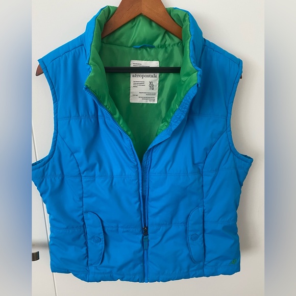 👛5/$50 Aeropostale Bubble Vest Blue & Green XL - Picture 2 of 4